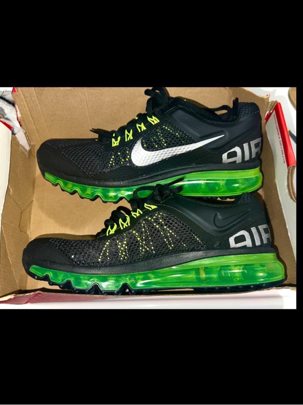 Nike Air Max 2013 GS.   Black Volt Green. Brand New. 7Y/8.5W.